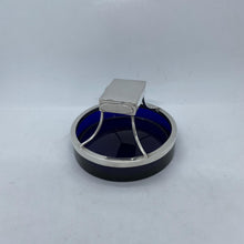 Load image into Gallery viewer, Silver And Bristol Blue Glass Table Vesta / Match Holder