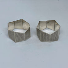 Load image into Gallery viewer, Pair of Art Deco Silver Napkin Rings Birmingham 1921 Unusual Shape And Design.