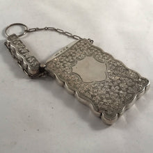Load image into Gallery viewer, George V Solid Silver Hallmarked Card Case With Finger Chain Joseph Gloster 1913