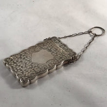 Load image into Gallery viewer, George V Solid Silver Hallmarked Card Case With Finger Chain Joseph Gloster 1913