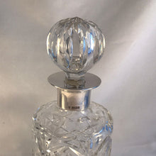 Load image into Gallery viewer, Silver And Cut Glass Decanter Cylindrical Shape Birmingham 1971