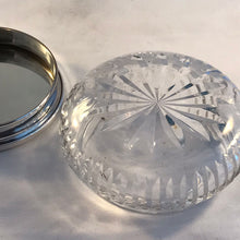 Load image into Gallery viewer, Silver Lidded Glass Dressing Table Jar Adie Brothers Birmingham 1957