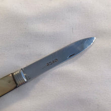 Load image into Gallery viewer, Silver And Mother Of Pearl Fruit Knife George Unite Sheffield 1845
