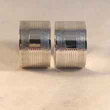 Load image into Gallery viewer, Pair Of Silver Napkin Rings with Striped Pattern and Rectangular Cartouche Birmingham 1944