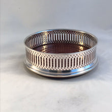 Load image into Gallery viewer, Silver Wine Bottle Coaster With Pierced Sides London 2009