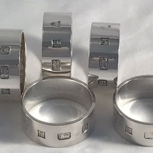 Load image into Gallery viewer, Quality Set Of Six Silver Napkin Rings With Feature Hallmarks Birmingham 1988