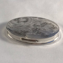 Load image into Gallery viewer, Large Silver Pill Pot With Foliate Decoration Full Import Hallmarks