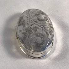 Load image into Gallery viewer, Large Silver Pill Pot With Foliate Decoration Full Import Hallmarks