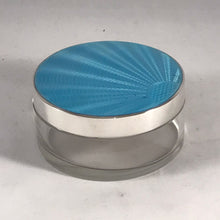 Load image into Gallery viewer, Silver And Enamel Glass Dressing Table Jar Adie Brothers 1935