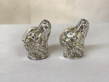 Load image into Gallery viewer, Pair Of Modern Silver Dogs Head Pepperettes Modern Import Marks c1990s