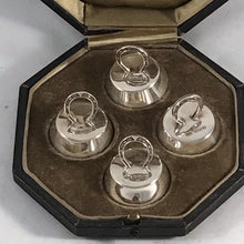 Load image into Gallery viewer, Boxed Set Of Six Silver Horseshoe Menu Holders Levi & Salaman 1911