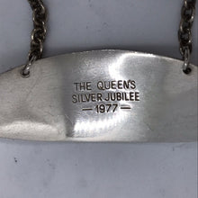 Load image into Gallery viewer, Pair of Silver Decanter Labels Whisky and Brandy Queen's Silver Jubilee 1977