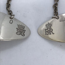 Load image into Gallery viewer, Pair of Silver Decanter Labels Whisky and Brandy Queen's Silver Jubilee 1977