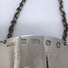 Load image into Gallery viewer, Pair of Silver Decanter Labels Whisky and Brandy Queen's Silver Jubilee 1977