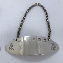 Load image into Gallery viewer, Pair of Silver Decanter Labels Whisky and Brandy Queen's Silver Jubilee 1977