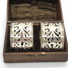 Load image into Gallery viewer, Pair of Edwardian Silver Napkin Rings Birmingham 1908