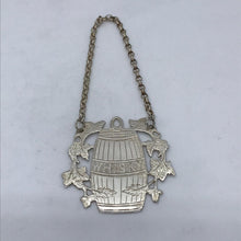 Load image into Gallery viewer, Silver Barrel Shaped Wine Label / Decanter Label Whisky