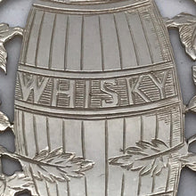Load image into Gallery viewer, Silver Barrel Shaped Wine Label / Decanter Label Whisky
