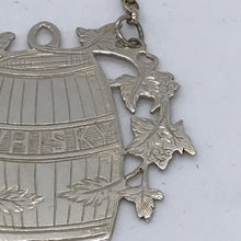 Load image into Gallery viewer, Silver Barrel Shaped Wine Label / Decanter Label Whisky