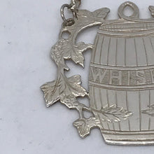 Load image into Gallery viewer, Silver Barrel Shaped Wine Label / Decanter Label Whisky