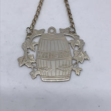 Load image into Gallery viewer, Silver Barrel Shaped Wine Label / Decanter Label Whisky