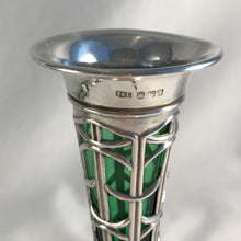 Load image into Gallery viewer, Pair Of Art Nouveau Silver And Glass Vases Sheffield 1909