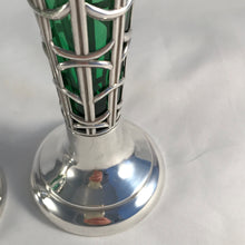 Load image into Gallery viewer, Pair Of Art Nouveau Silver And Glass Vases Sheffield 1909