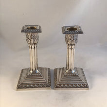 Load image into Gallery viewer, Victorian Silver Corinthian Column Candlesticks London 1901
