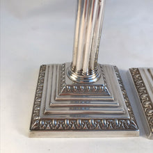 Load image into Gallery viewer, Victorian Silver Corinthian Column Candlesticks London 1901
