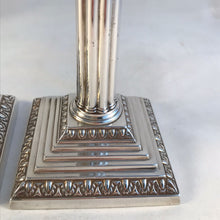 Load image into Gallery viewer, Victorian Silver Corinthian Column Candlesticks London 1901
