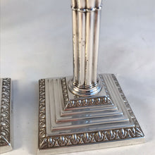 Load image into Gallery viewer, Victorian Silver Corinthian Column Candlesticks London 1901
