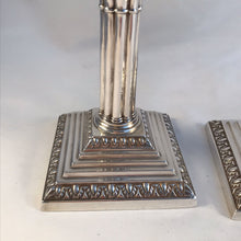 Load image into Gallery viewer, Victorian Silver Corinthian Column Candlesticks London 1901
