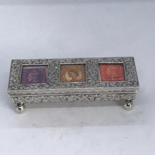 Load image into Gallery viewer, Edwardian Silver Triple Stamp Box A &amp; J Zimmerman Birmingham 1903
