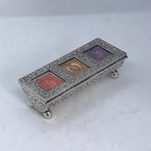 Load image into Gallery viewer, Edwardian Silver Triple Stamp Box A &amp; J Zimmerman Birmingham 1903
