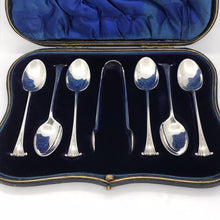 Load image into Gallery viewer, Boxed Set Of Ornate Silver Spoons And Sugar Tongs Sheffield 1936
