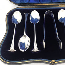 Load image into Gallery viewer, Boxed Set Of Ornate Silver Spoons And Sugar Tongs Sheffield 1936
