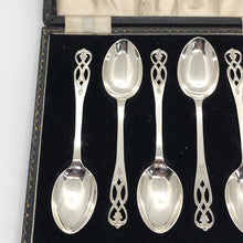 Load image into Gallery viewer, Boxed Set Of Ornate Silver Spoons Henry Clifford Davies 1959
