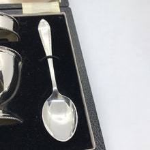 Load image into Gallery viewer, Silver Christening Set = Egg Cup, Spoon And Napkin Ring Set Birmingham 1968
