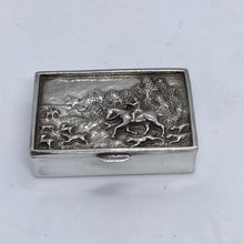 Load image into Gallery viewer, Novelty Silver Box With Embossed Hunting Scene
