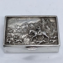 Load image into Gallery viewer, Novelty Silver Box With Embossed Hunting Scene
