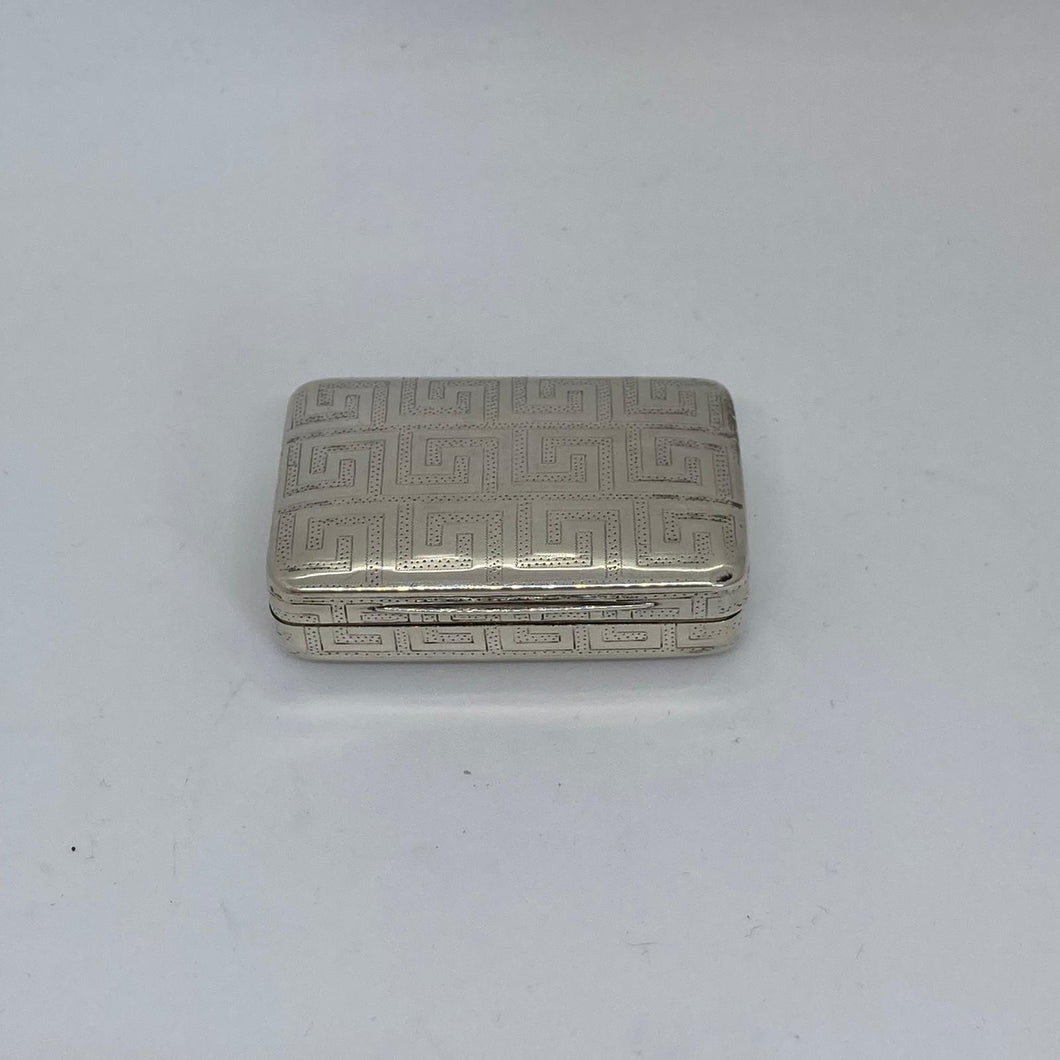 George III Silver Snuff Box With Greek Key Decoration Matthew Linwood Birmingham 1804