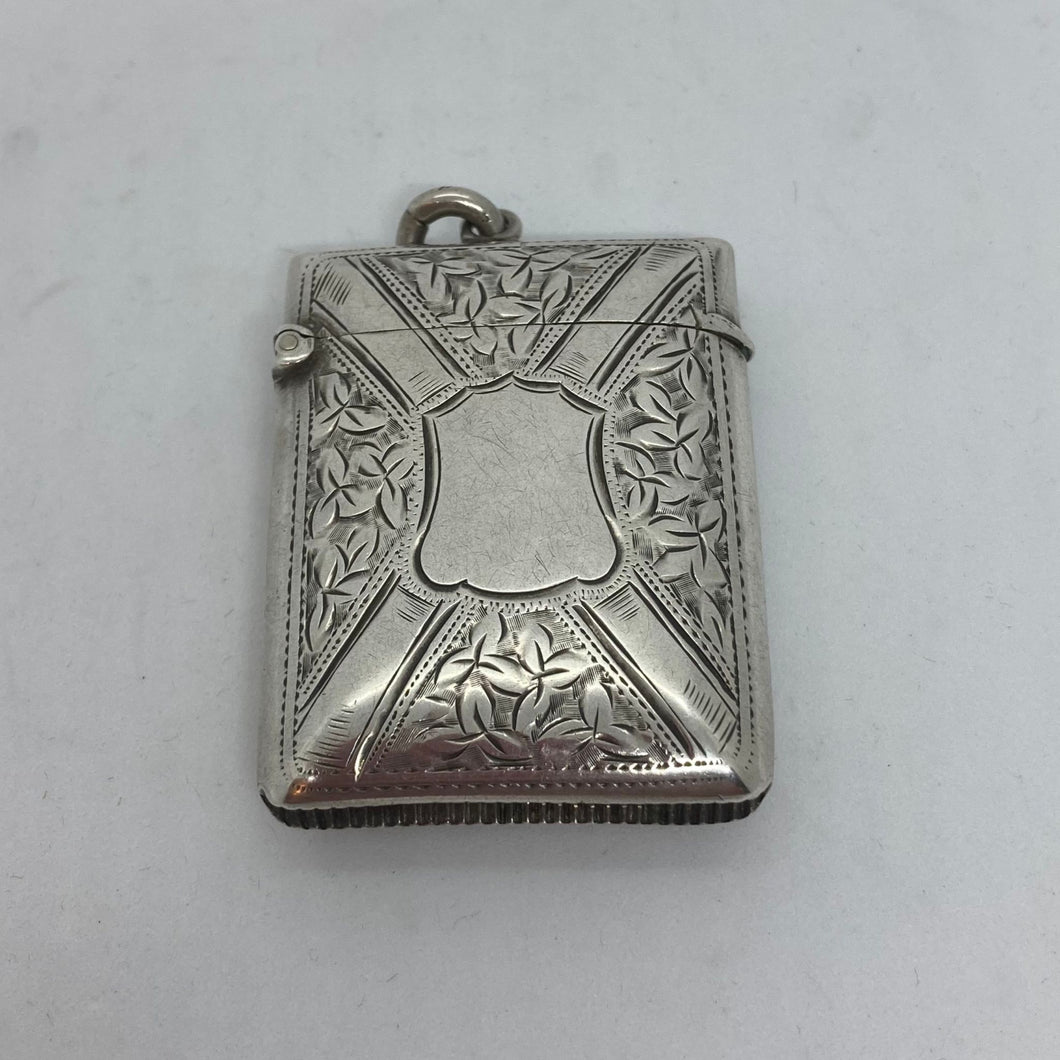 Silver Vesta With Shield Cartouche Henry Pope Birmingham 1899