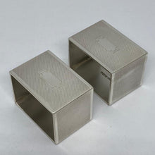 Load image into Gallery viewer, Pair of Art Deco Style Silver Napkin Rings Birmingham 1940 Rectangular Shape
