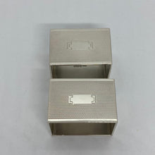 Load image into Gallery viewer, Pair of Art Deco Style Silver Napkin Rings Birmingham 1940 Rectangular Shape
