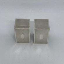 Load image into Gallery viewer, Pair of Art Deco Style Silver Napkin Rings Birmingham 1940 Rectangular Shape
