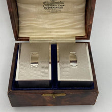 Load image into Gallery viewer, Pair of Art Deco Style Silver Napkin Rings Birmingham 1940 Rectangular Shape
