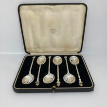 Load image into Gallery viewer, Boxed Set Of Silver Collectors Spoons With Crown Finials And George V Silver Jubilee Hallmark
