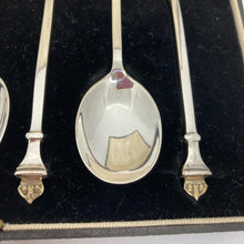 Load image into Gallery viewer, Boxed Set Of Silver Collectors Spoons With Crown Finials And George V Silver Jubilee Hallmark
