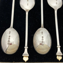 Load image into Gallery viewer, Boxed Set Of Silver Collectors Spoons With Crown Finials And George V Silver Jubilee Hallmark
