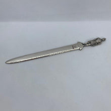 Load image into Gallery viewer, Solid Silver Letter Opener With Roman Soldier Finial Irish Silver Company 1974
